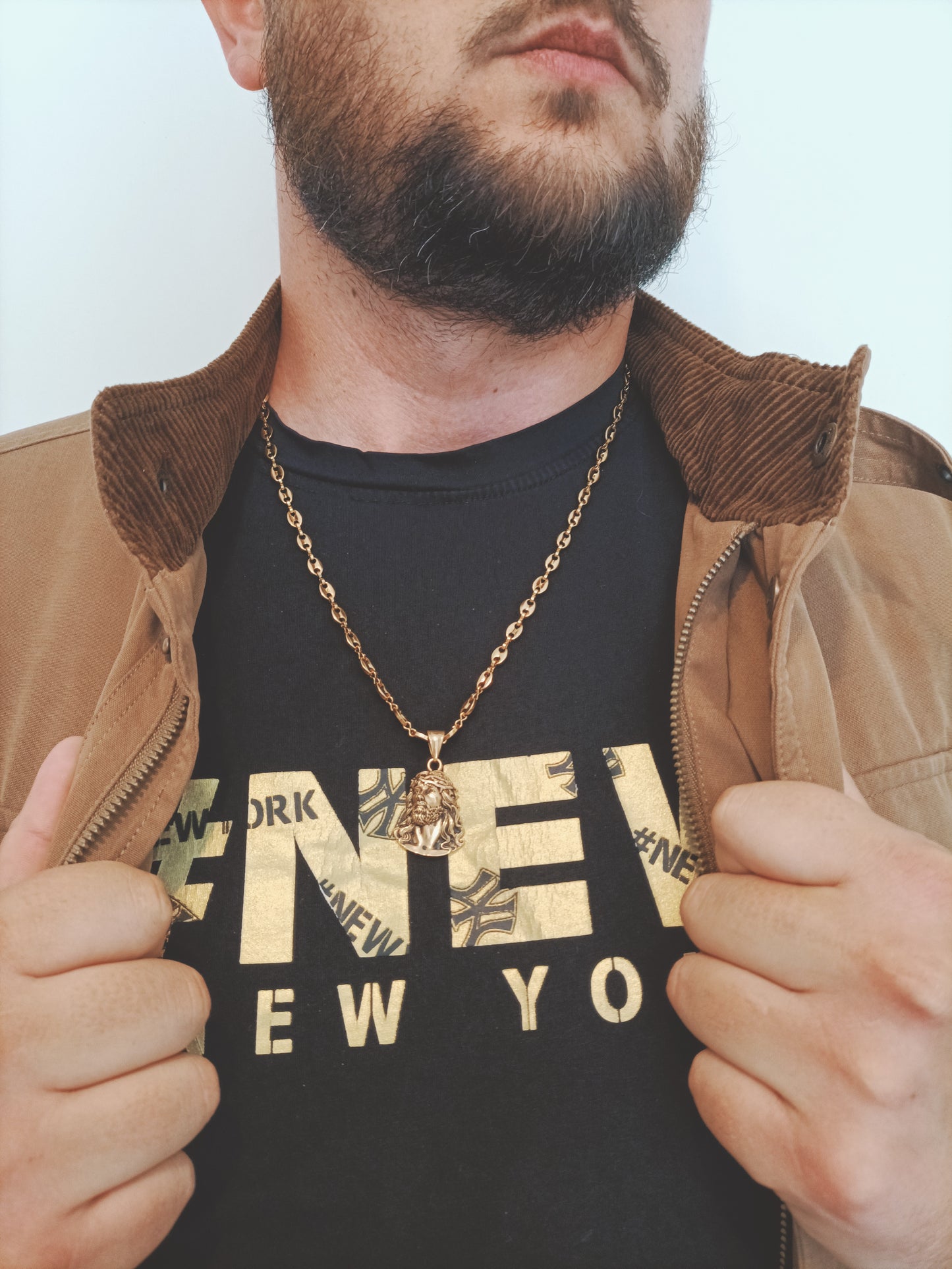 Baro Devel | Collier en acier inoxydable avec pendentif Jésus Christ