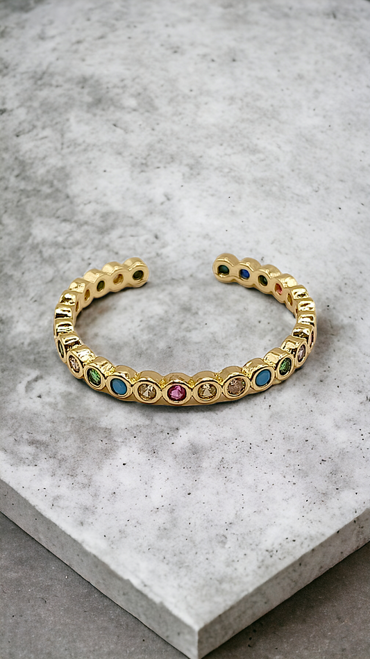 Aurianne | Bague en acier inoxydable et zircons