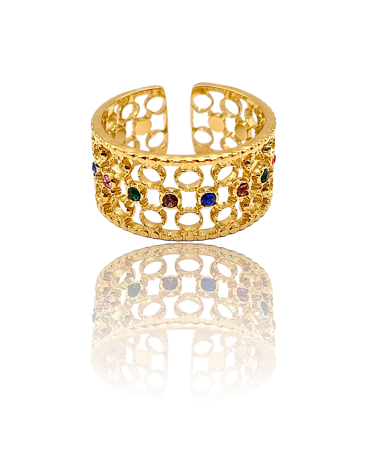 Éléanore | Bague en acier inoxydable et zircons