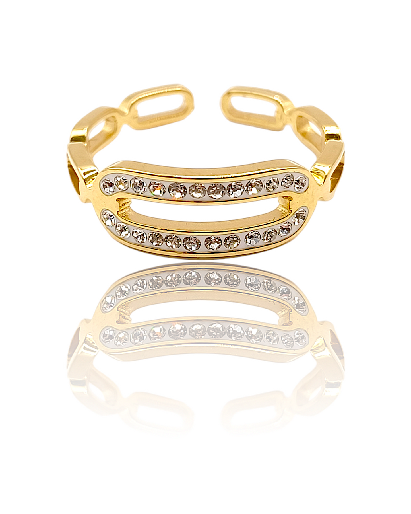 Lila | Bague en acier inoxydable et zircons