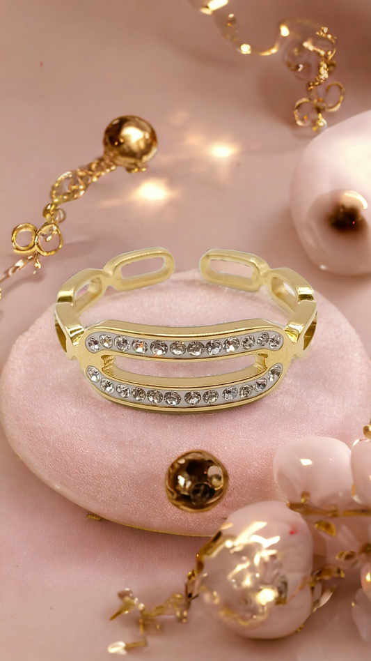 Lila | Bague en acier inoxydable et zircons