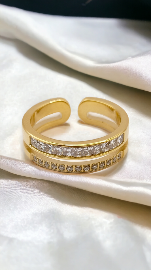 Mila | Bague en acier inoxydable et zircons