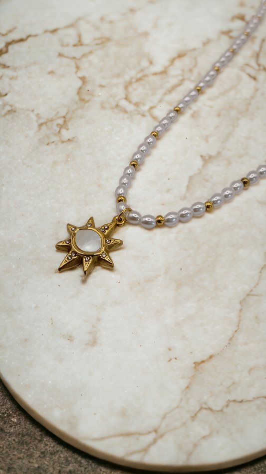 Star | Collier en acier inoxydable avec perles acrylique