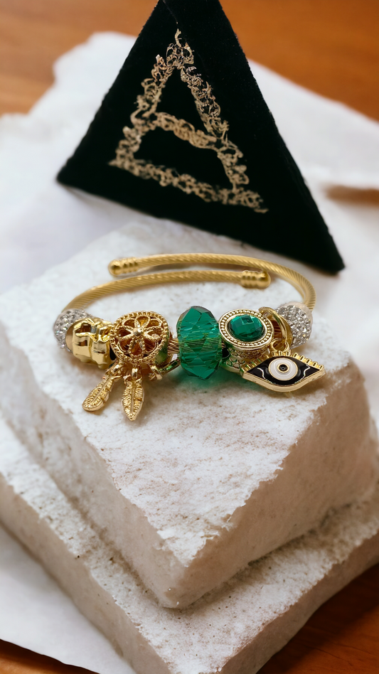 Diane | Bracelets européens en acier inoxydable avec breloques oeil