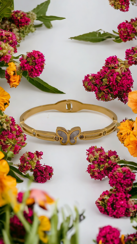 Éléna | Bracelet articulé en acier inoxydable plaqué or 18K véritable