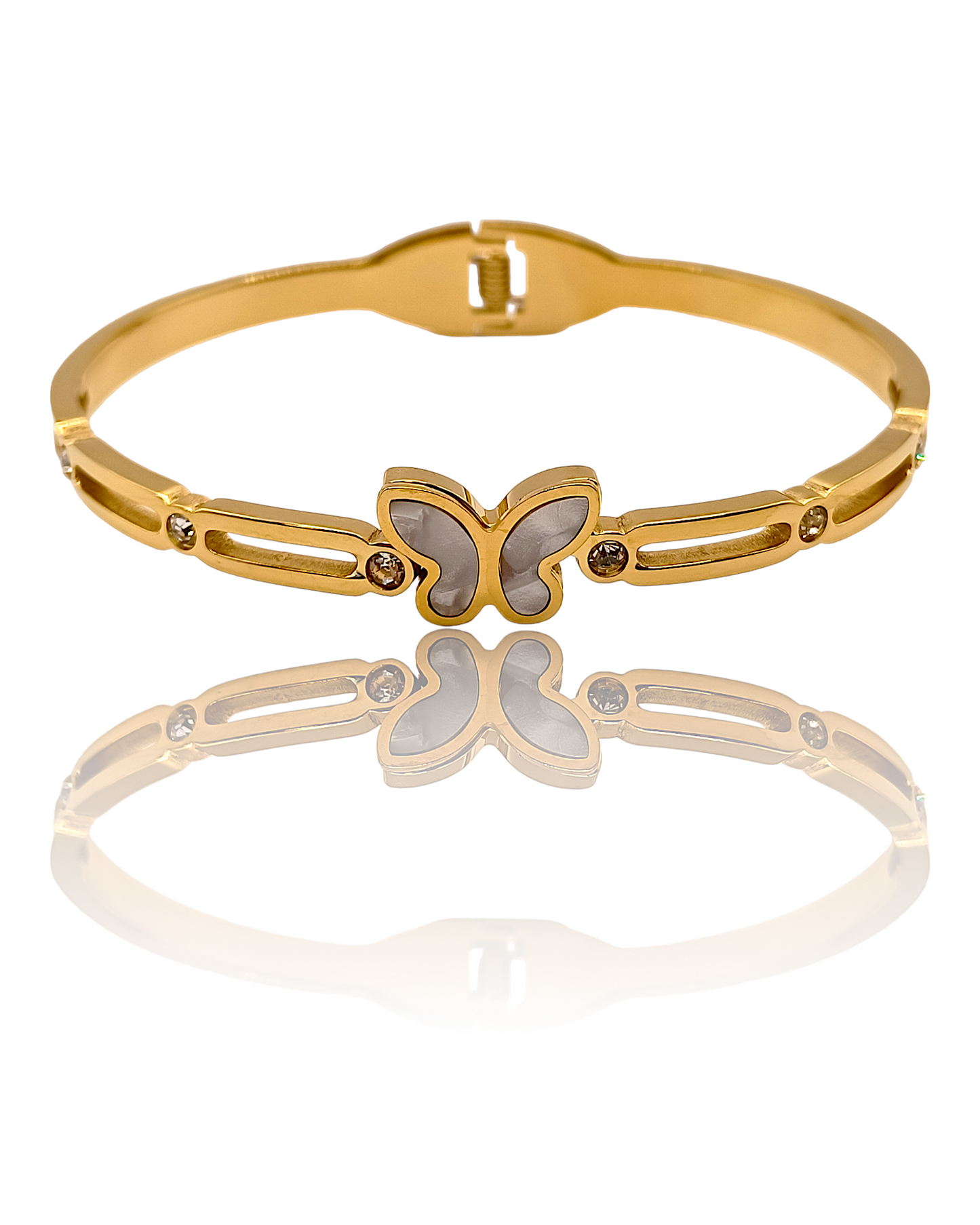 Éléna | Bracelet articulé en acier inoxydable plaqué or 18K véritable