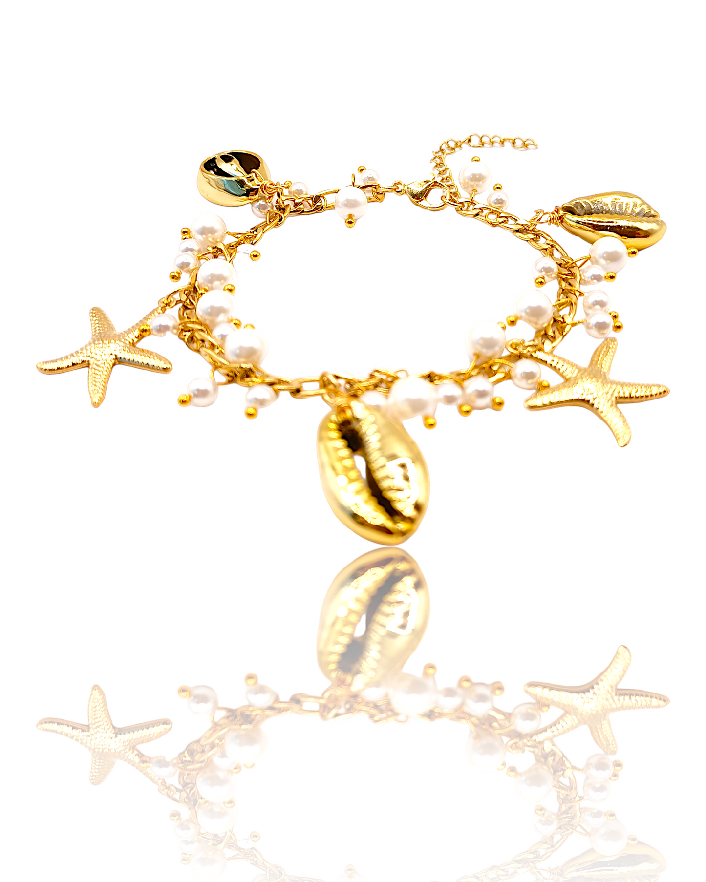 Gabrielle | Bracelet acier inoxydable et breloques en perles de coquillage