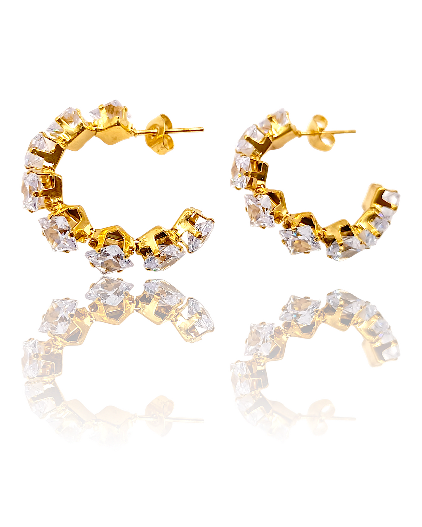 Esther | Boucles d'oreilles en acier inoxydable et verre