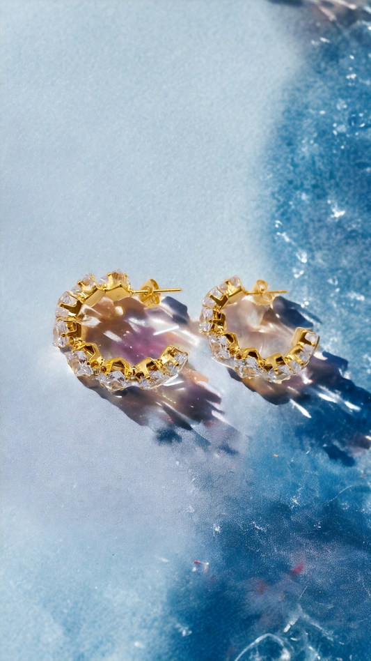 Esther | Boucles d'oreilles en acier inoxydable et verre