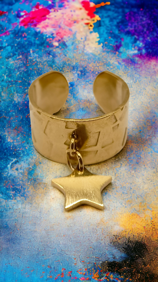 Matilda | Bague gravure personnalisée en acier inoxydable avec étoile