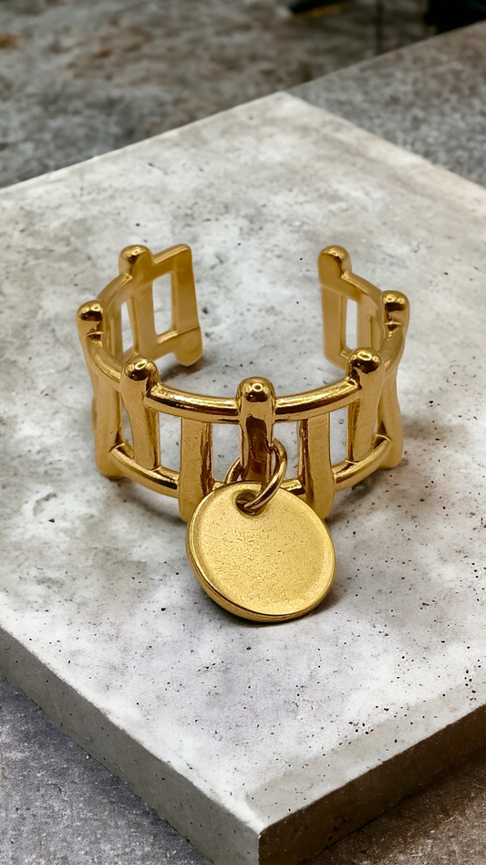 Tina | Bague gravure personnalisée en acier inoxydable avec médaille