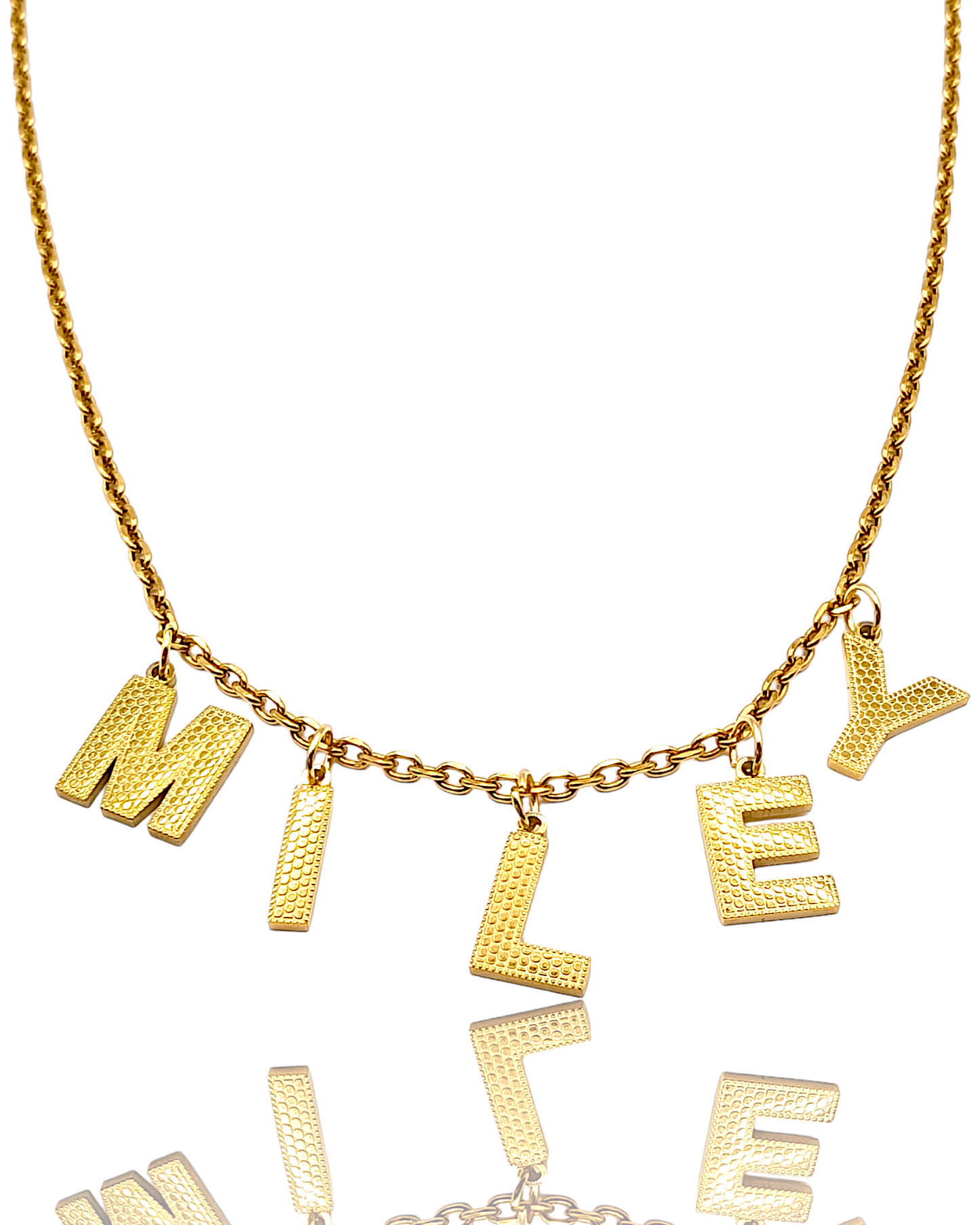 Miley | Collier personnalisé en acier inoxydable (lettre 18K plaqué or véritable)
