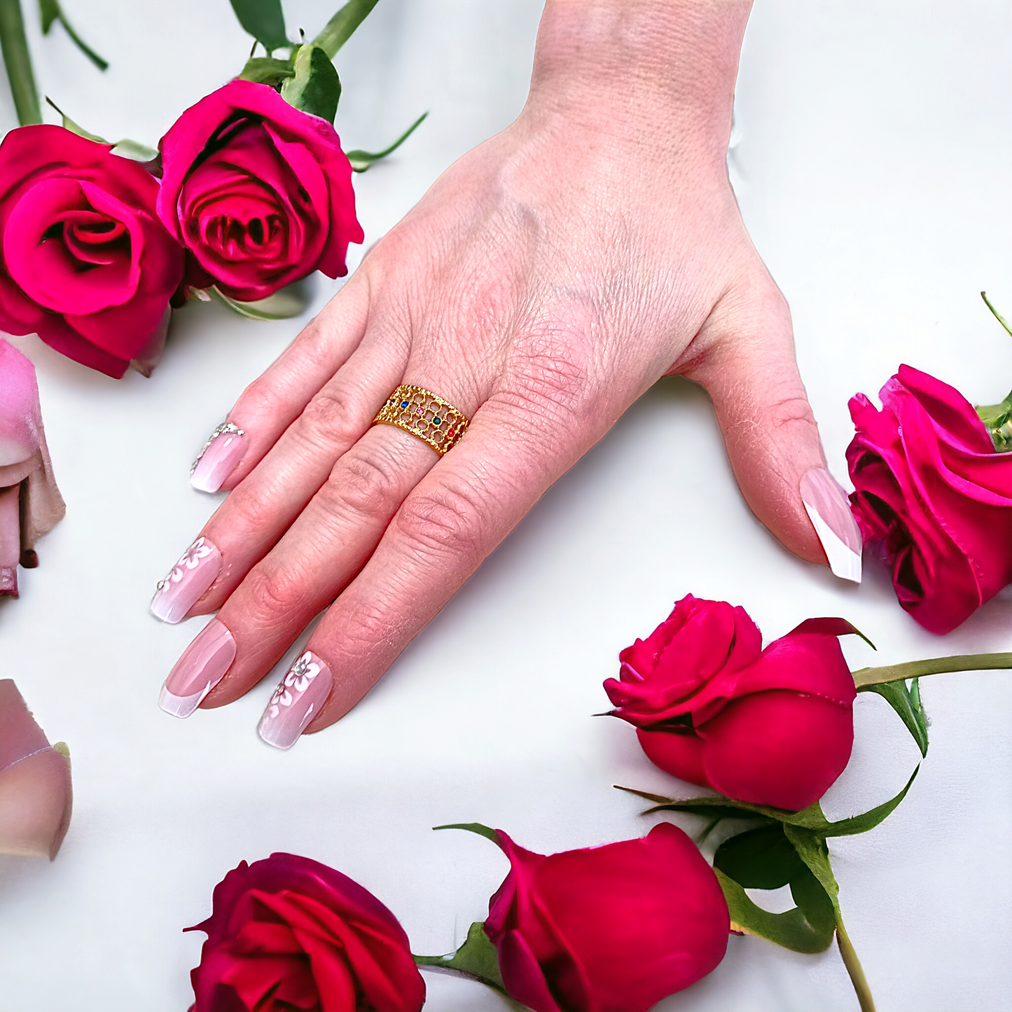 Éléanore | Bague en acier inoxydable et zircons