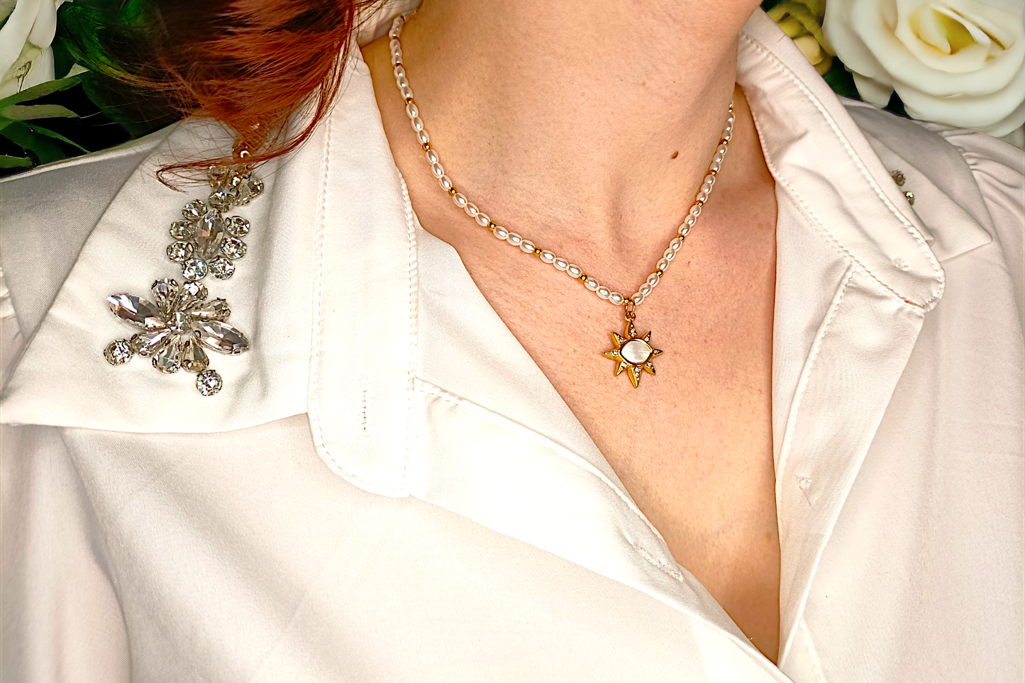 Star | Collier en acier inoxydable avec perles acrylique