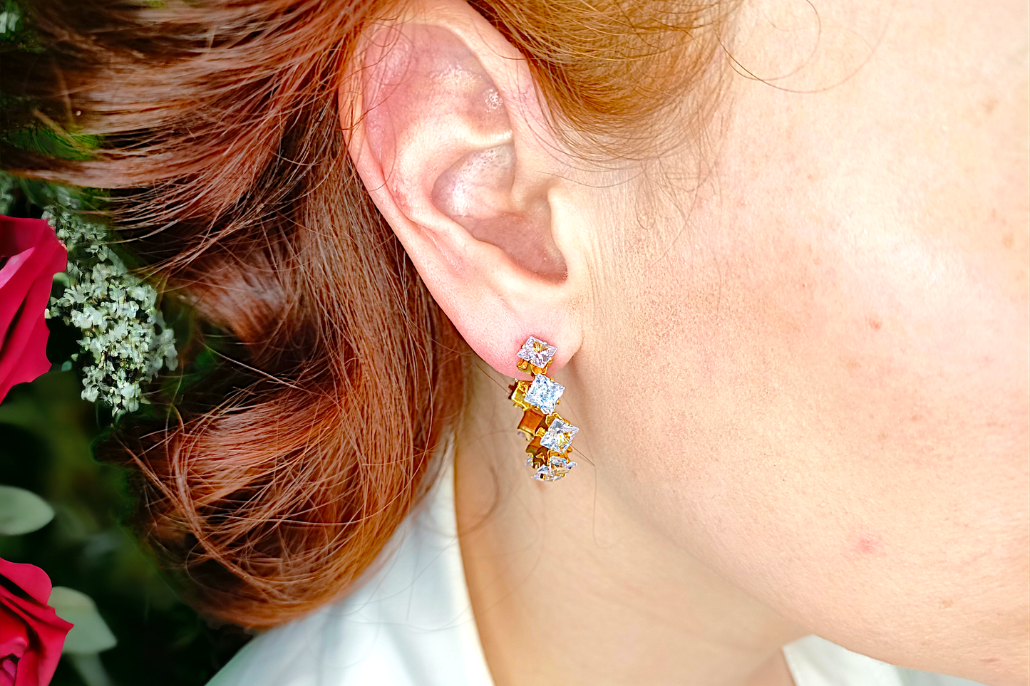 Esther | Boucles d'oreilles en acier inoxydable et verre
