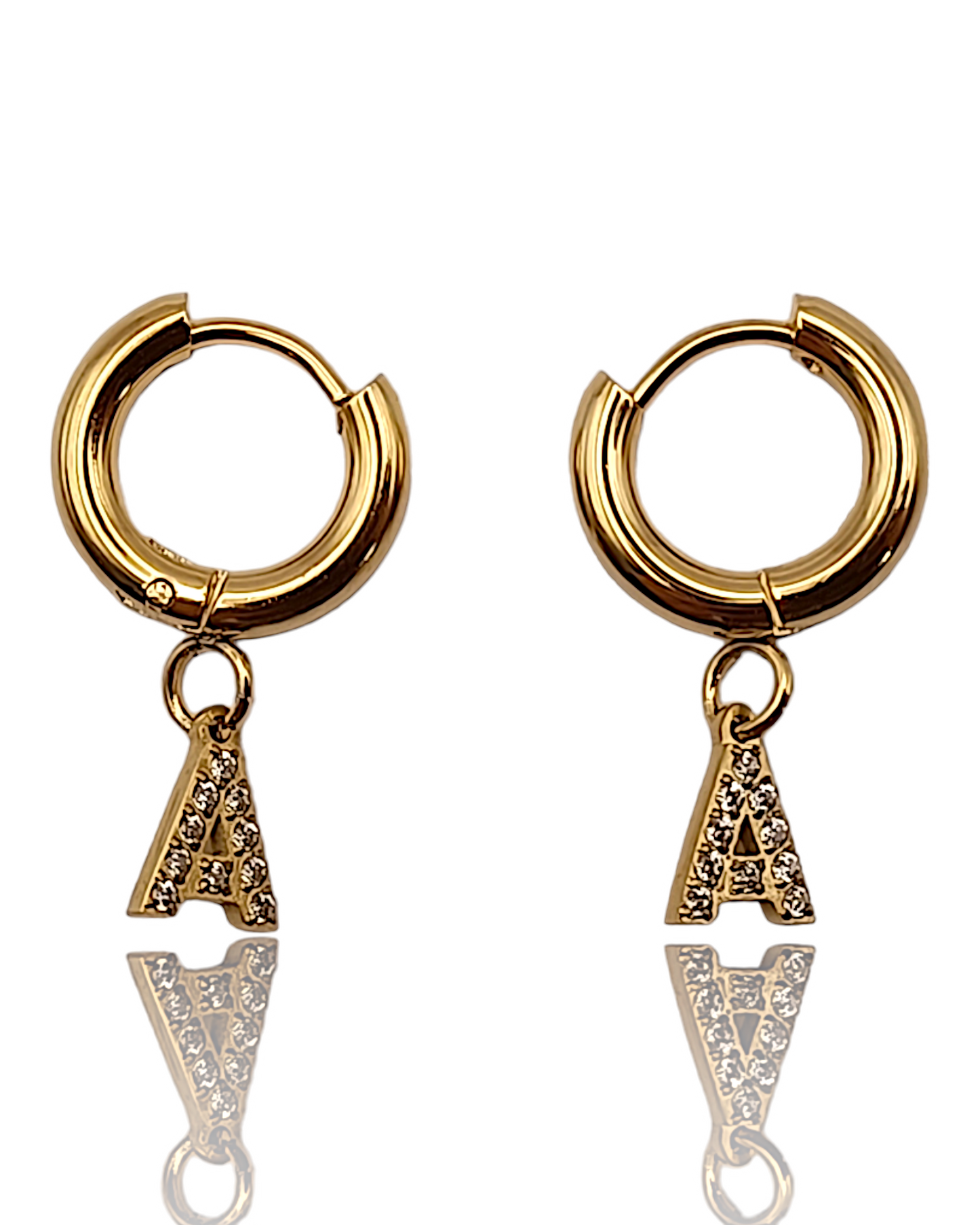 Vicky | Boucles d'oreilles personnalisé (lettre zircons 14K plaqué or véritable)