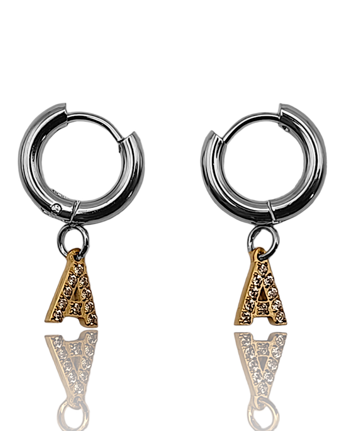Vicky | Boucles d'oreilles personnalisé (lettre zircons 14K plaqué or véritable)