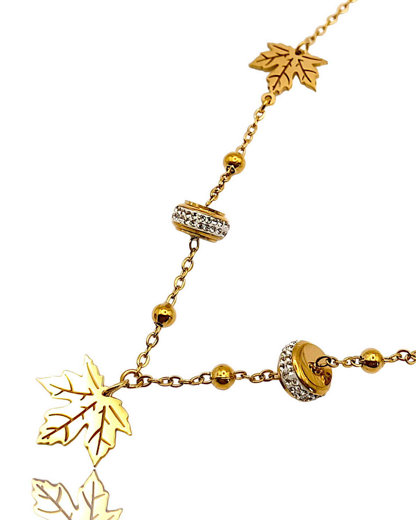 Léna | Collier en acier inoxydable avec breloques feuille d'arbre