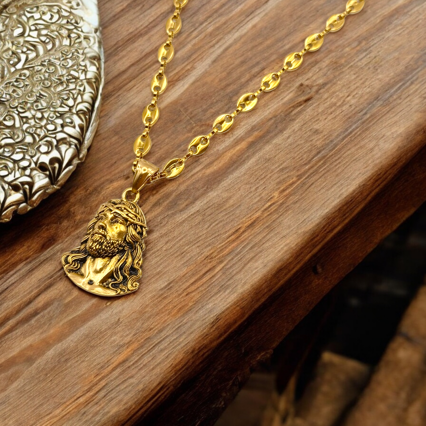 Baro Devel | Collier en acier inoxydable avec pendentif Jésus Christ
