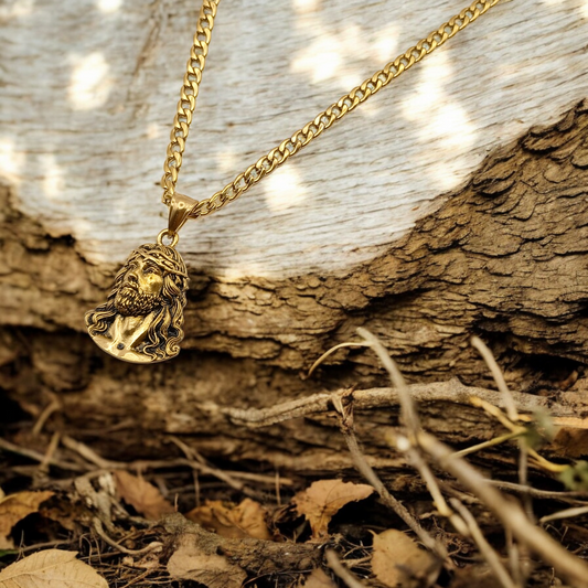 Baro Devel | Collier en acier inoxydable avec pendentif Jésus Christ