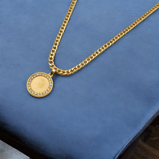 Strass Cristal | Collier en acier inoxydable avec pendentif Medailles Strass Cristal