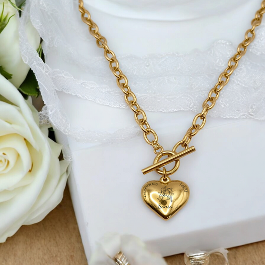 Nancy | Collier Enfant gravure personnalisée avec pendentif coeur