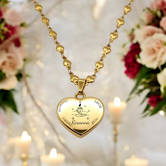 Colombe | Collier Enfant gravure personnalisée avec pendentif coeur