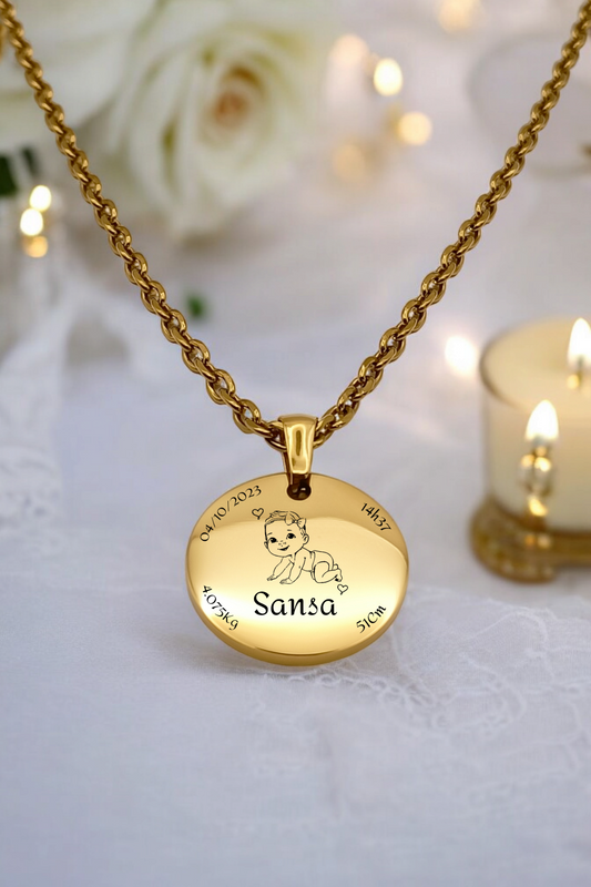 inaya | Collier Enfant gravure personnalisée avec médaille