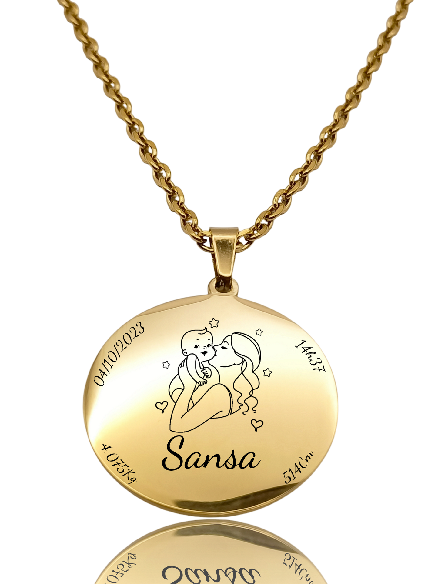 Message | Collier Enfant gravure personnalisée avec Placage ionique