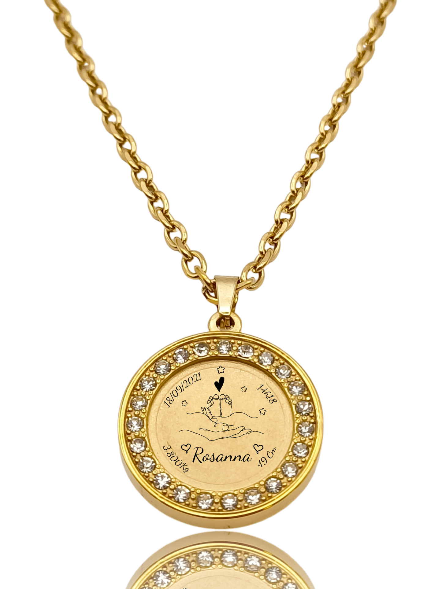 Collier personnalisé enfant – Acier inoxydable & strass cristal