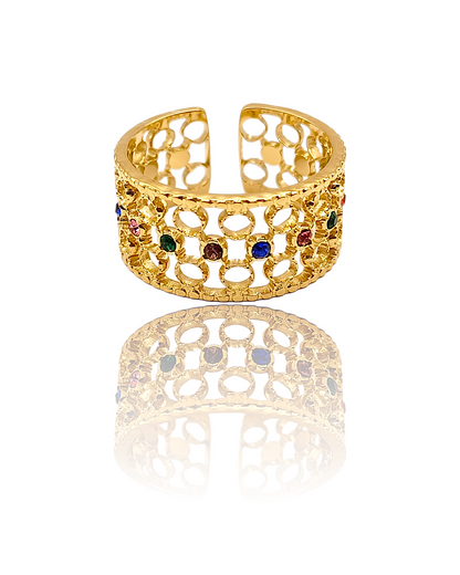 Éléanore | Bague en acier inoxydable et zircons