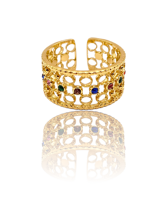 Éléanore | Bague en acier inoxydable et zircons