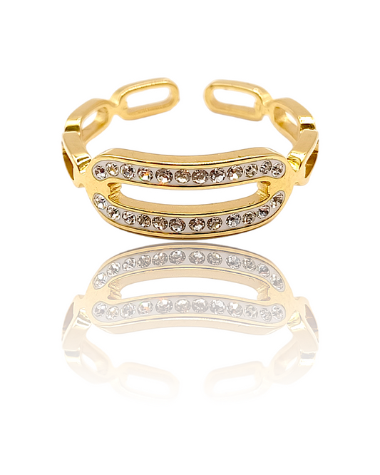 Lila | Bague en acier inoxydable et zircons