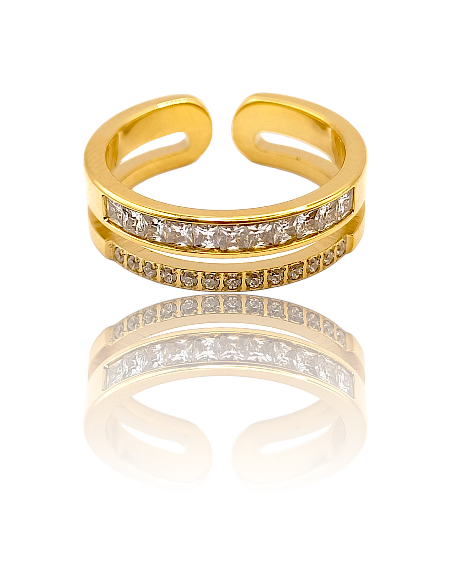 Mila | Bague en acier inoxydable et zircons