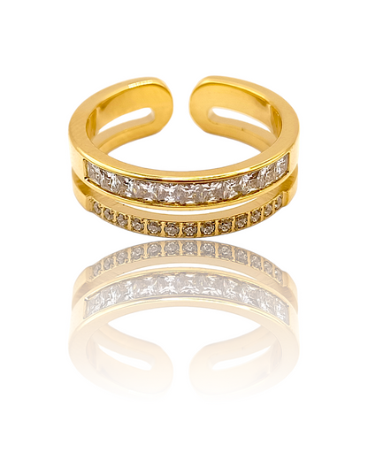 Mila | Bague en acier inoxydable et zircons