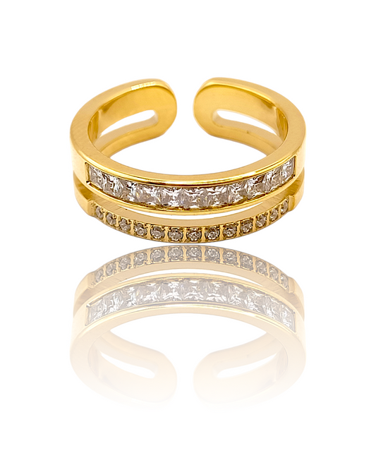 Mila | Bague en acier inoxydable et zircons