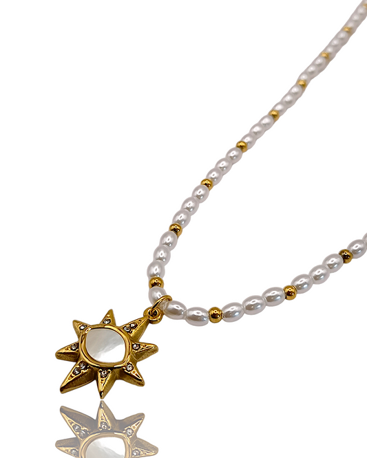 Star | Collier en acier inoxydable avec perles acrylique