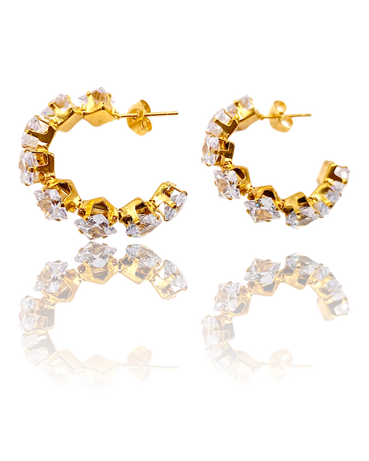 Esther | Boucles d'oreilles en acier inoxydable et verre