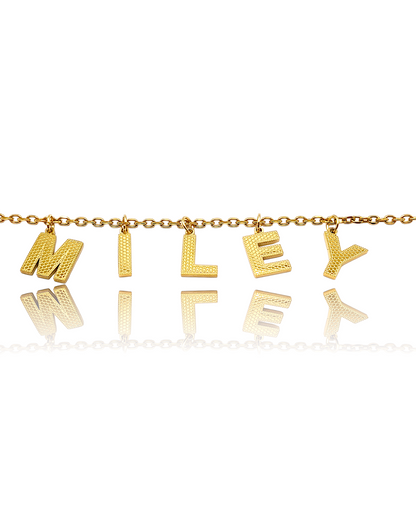 Miley | Collier personnalisé en acier inoxydable (lettre 18K plaqué or véritable)