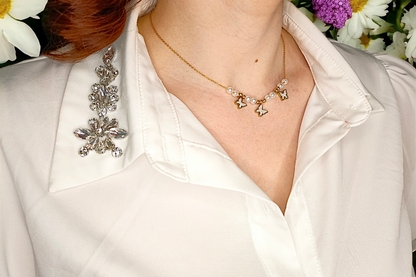 Sixtine | Collier avec pearl en acier inoxydable avec breloques papillon