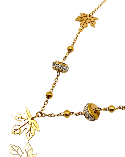 Léna | Collier en acier inoxydable avec breloques feuille d'arbre