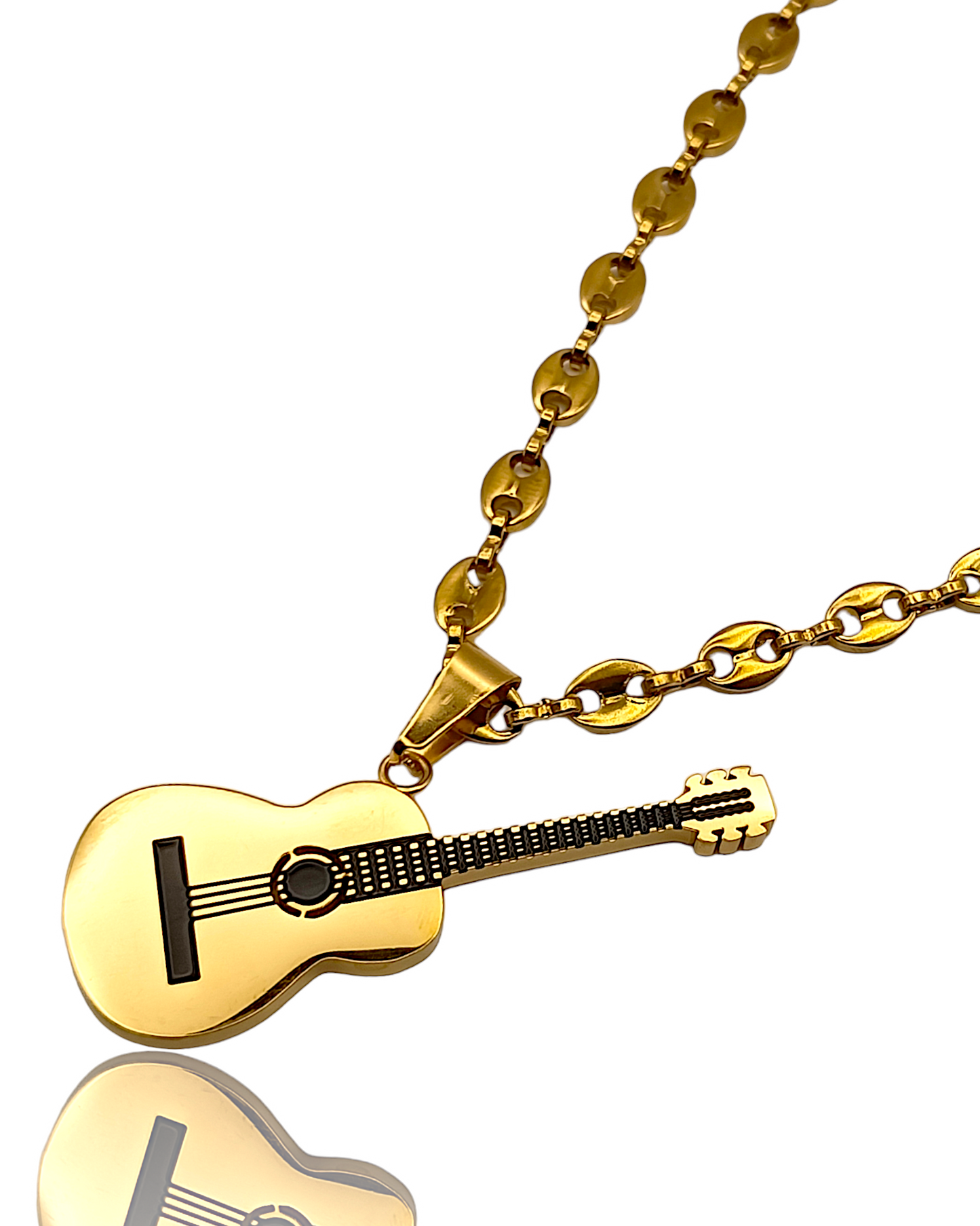 Guitare Django | Collier en acier inoxydable avec pendentif Guitare
