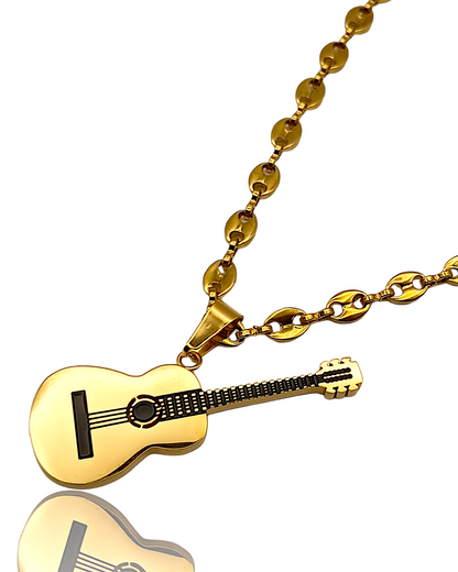 Guitare Django | Collier en acier inoxydable avec pendentif Guitare