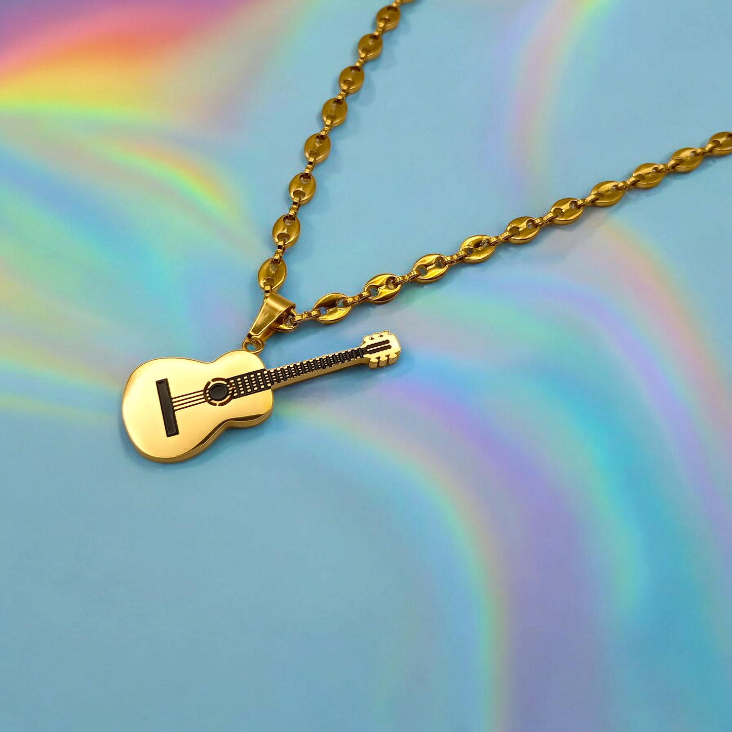 Guitare Django | Collier en acier inoxydable avec pendentif Guitare