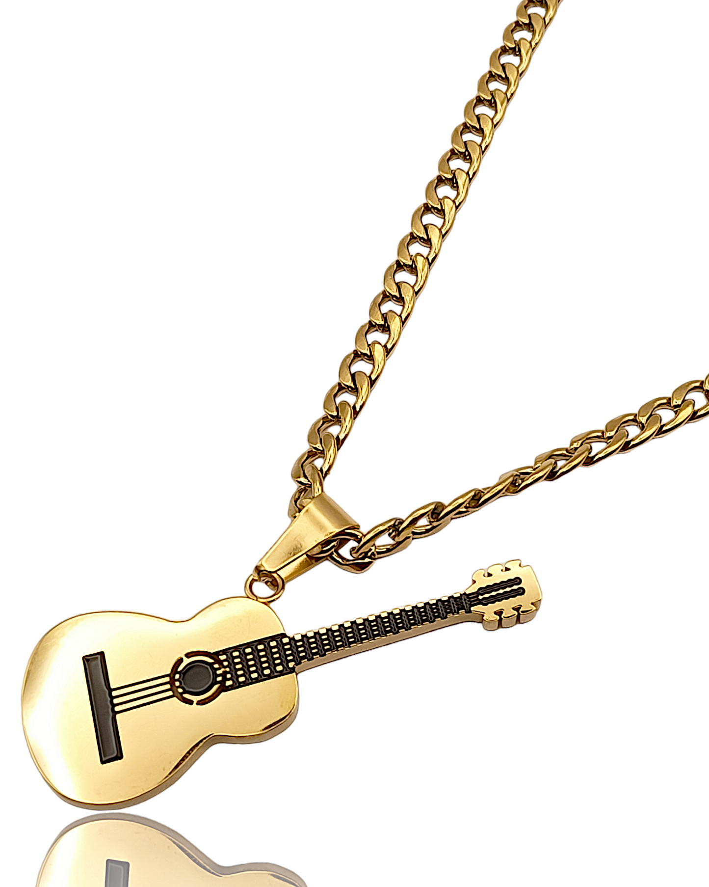 Guitare Django | Collier en acier inoxydable avec pendentif Guitare