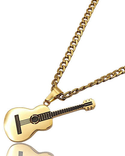 Guitare Django | Collier en acier inoxydable avec pendentif Guitare