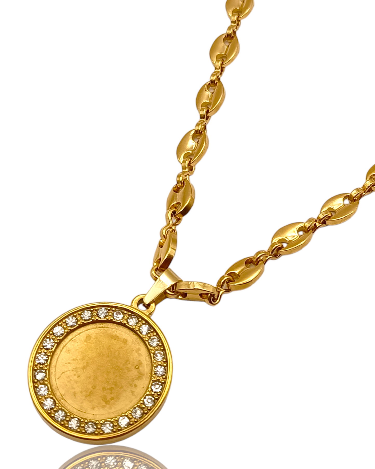 Strass Cristal | Collier en acier inoxydable avec pendentif Medailles Strass Cristal