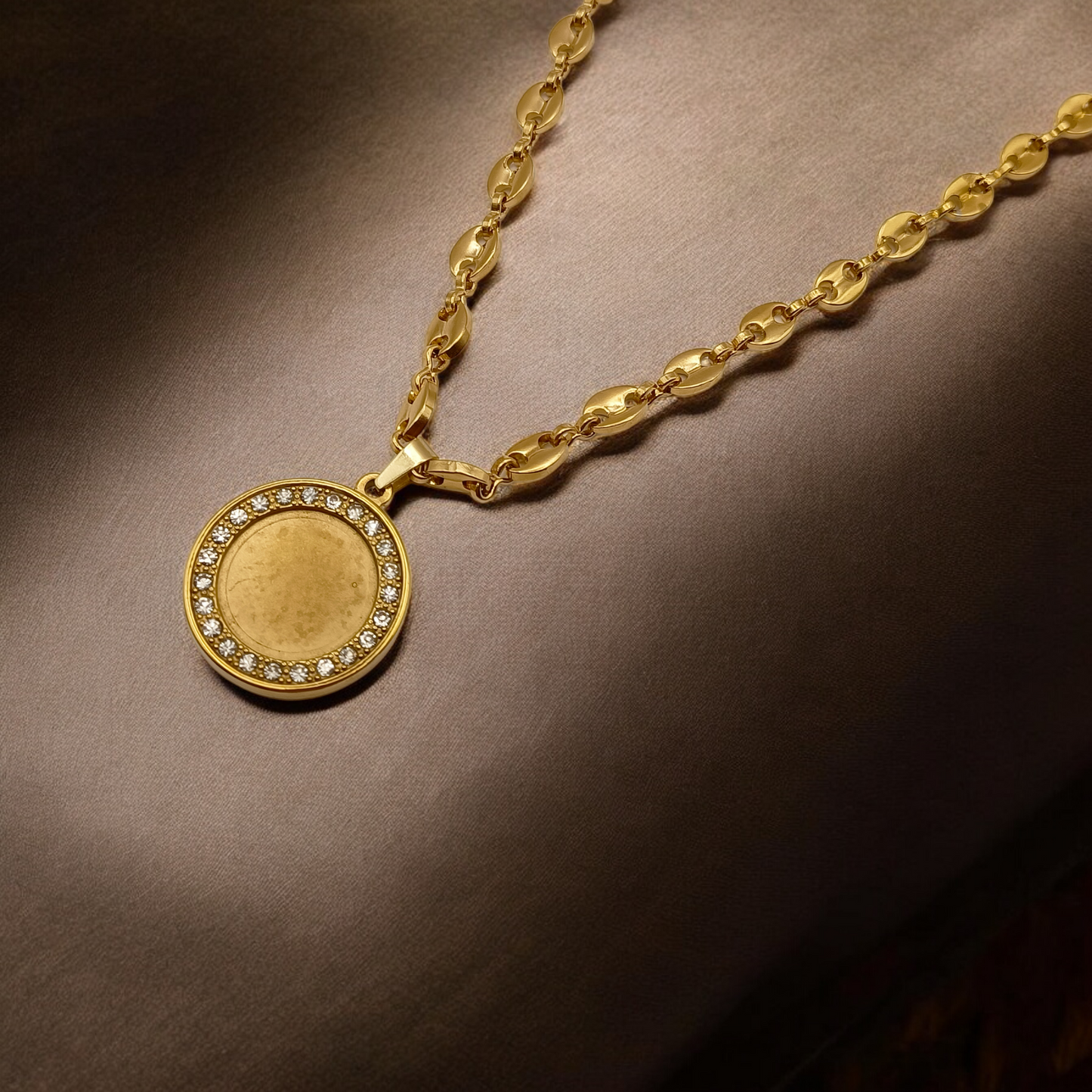 Strass Cristal | Collier en acier inoxydable avec pendentif Medailles Strass Cristal