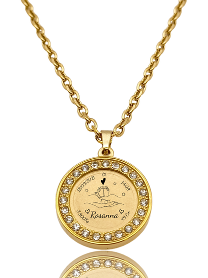 Collier personnalisé enfant – Acier inoxydable & strass cristal